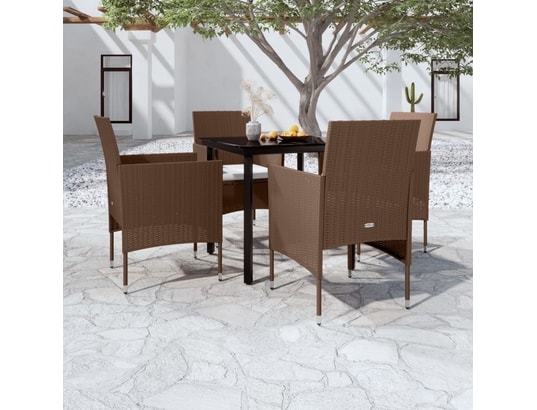 LES TENDANCES - Ensemble table et chaises de jardin-brun-4 places-379350