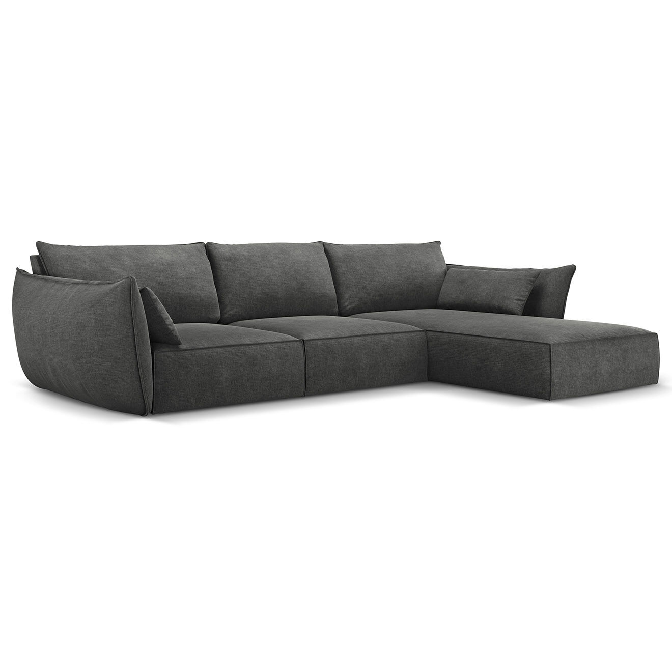 Mazzini Sofas Canapé D'Angle Droit Vanda 5 Places 2 gris - 208x166x85 cm