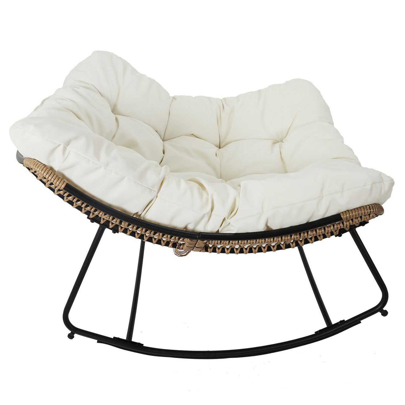 Home Deco Factory Fauteuil à bascule Tulum coussin marron/noir/beige - 96x73x114 cm