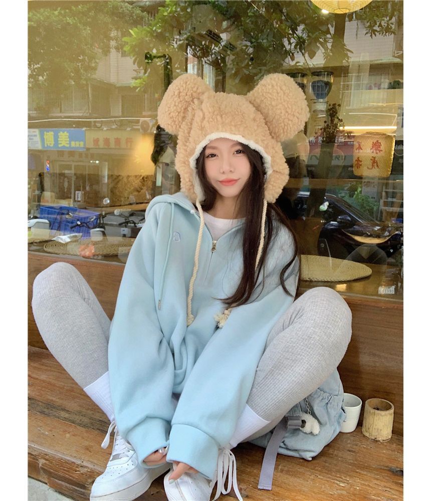 Closette - Oversized hoodie met halve rits en geborduurde letters