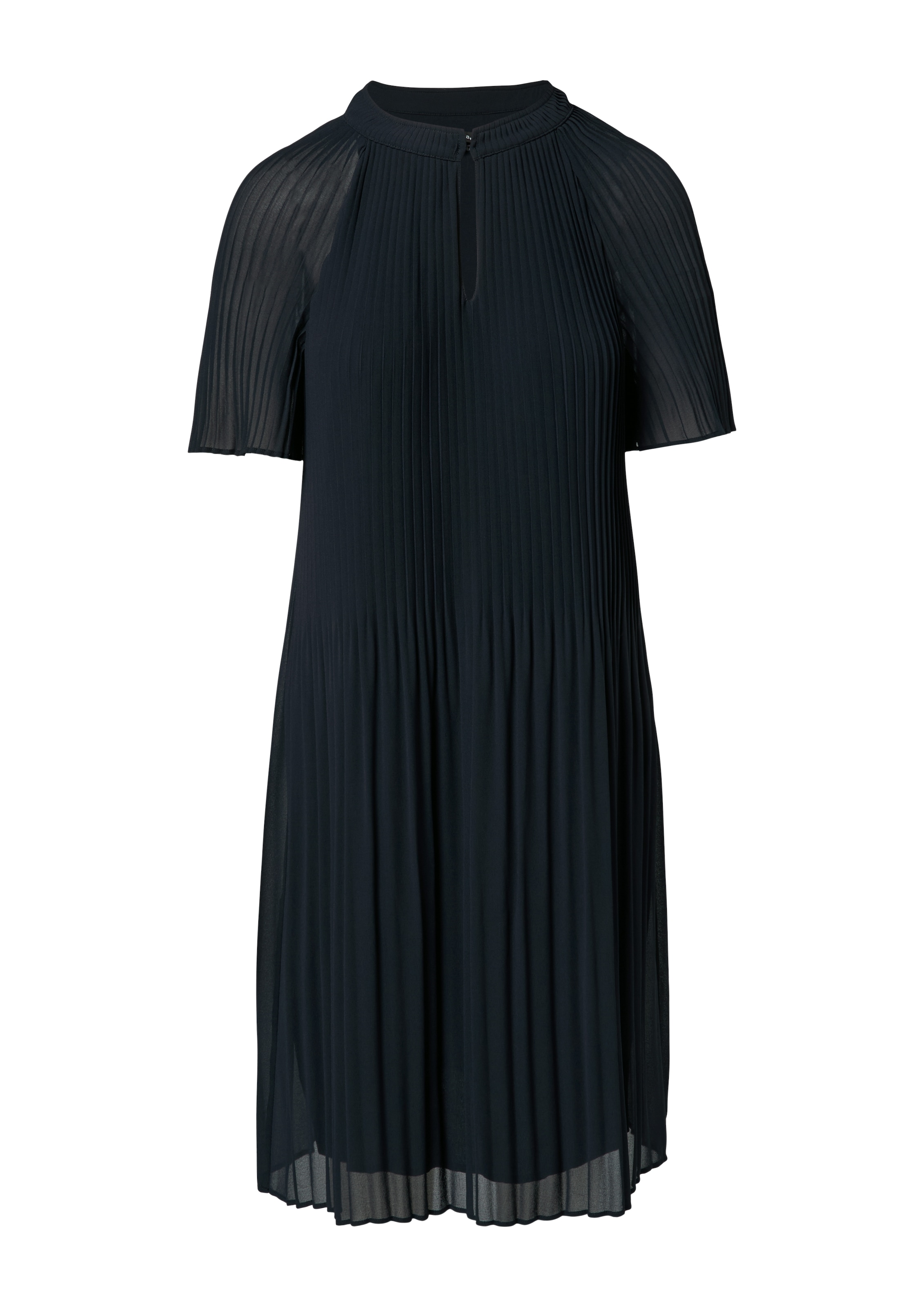 Comma Midikleid Ohne Taschen aus Chiffon, mit Plissee-Falten