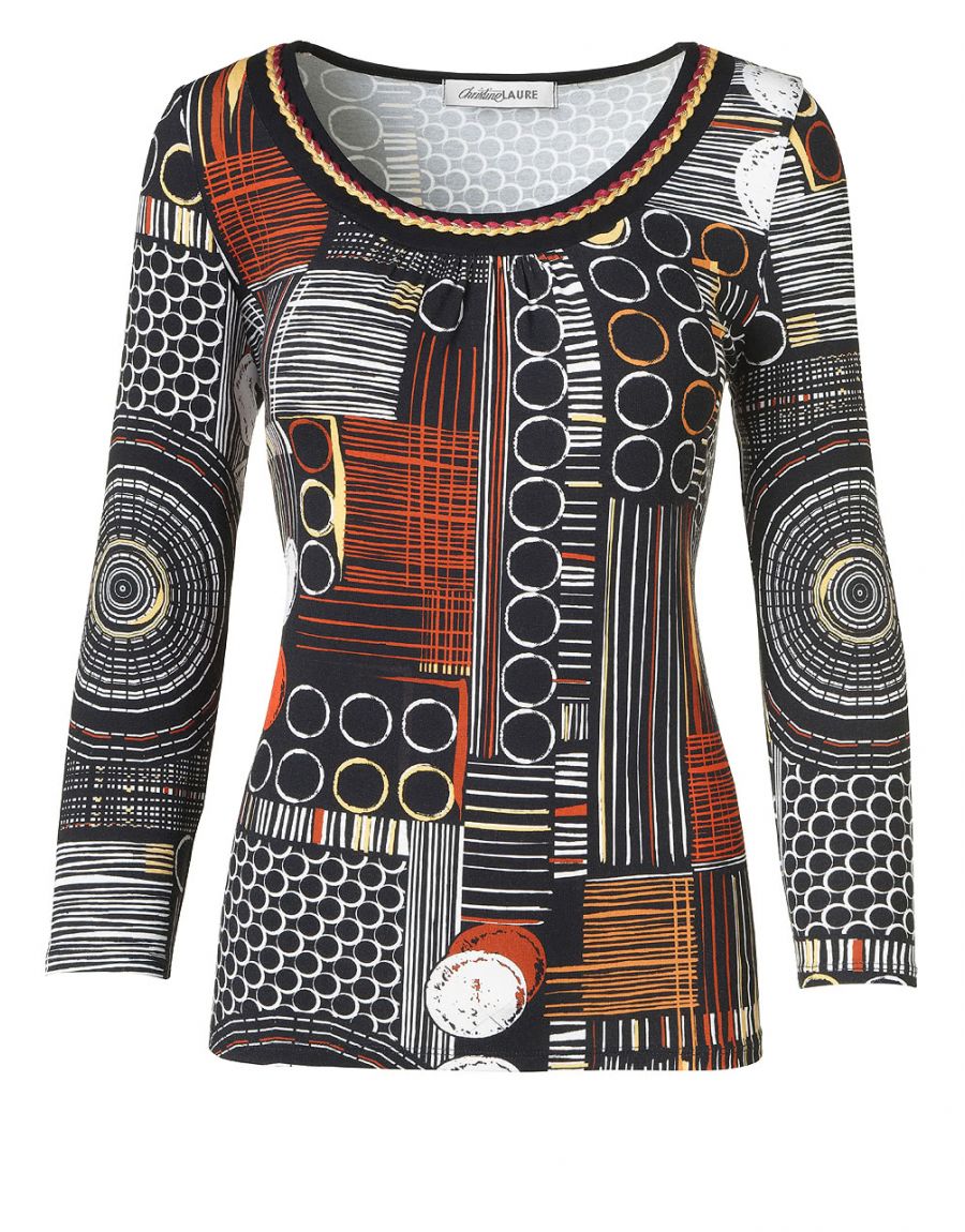 T-shirt noir imprimé ocre