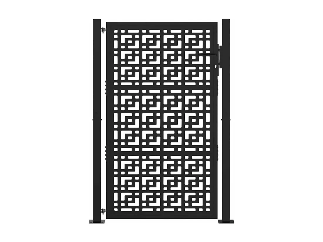 Portail de jardin noir 105x155 cm acier conception croisée