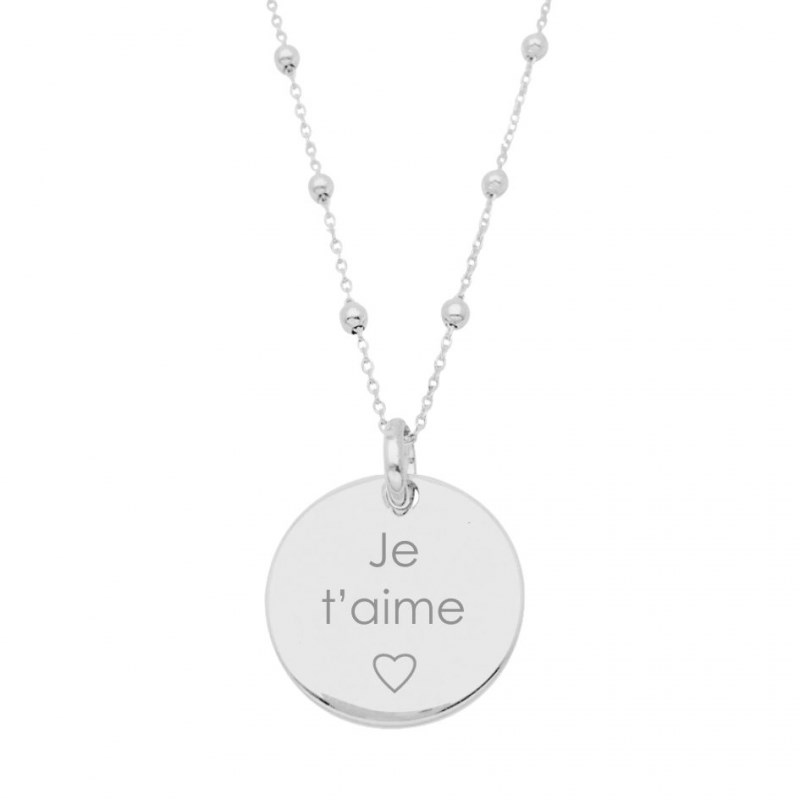 Collier médaille chaine perlée en argent