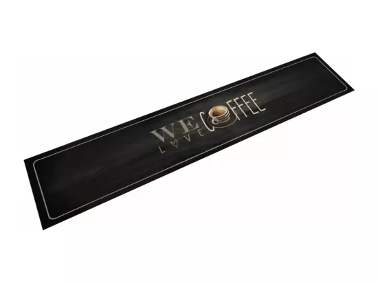 Tapis de cuisine lavable texte Coffee 60x300 cm velours