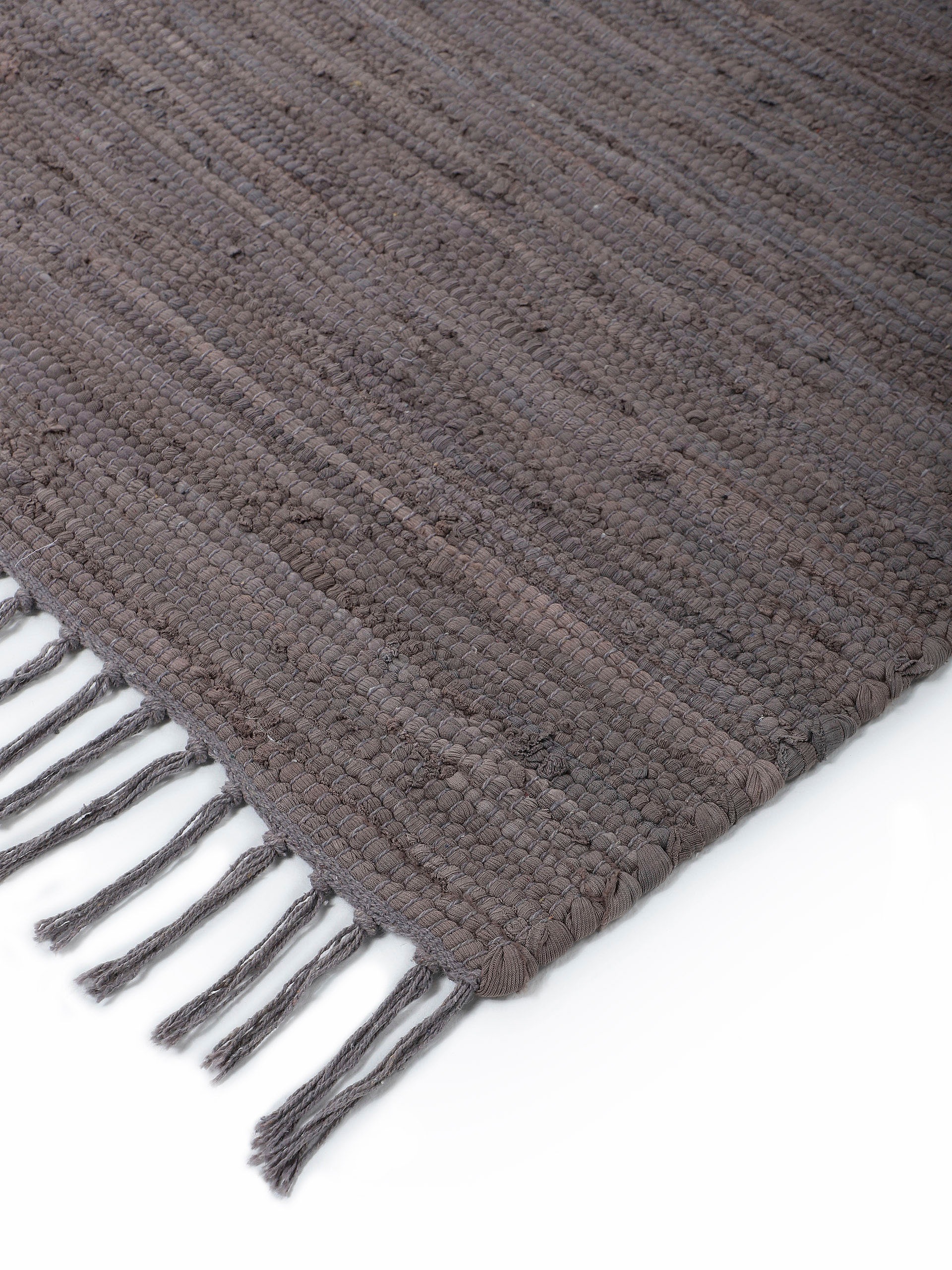 my home Teppich »Handweb Uni , Wendeteppich« rechteckig 5 mm Höhe Fleckerlteppich, reine Baumwolle, handgewebt, Uni, mit Fransen