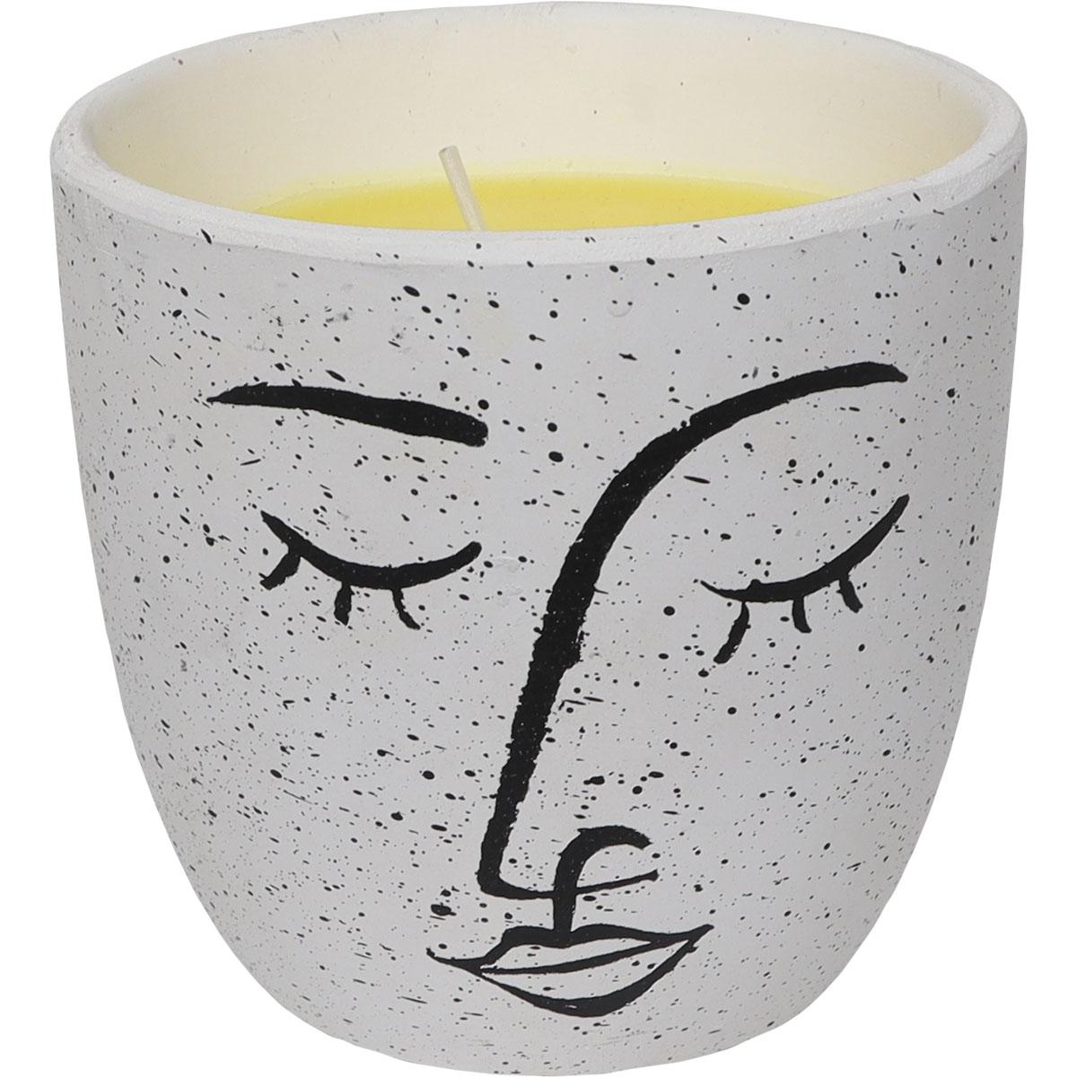 BOUGIE CITRONNELLE POT TERRACOTTA VISAGE GRAND MODELE BLANC