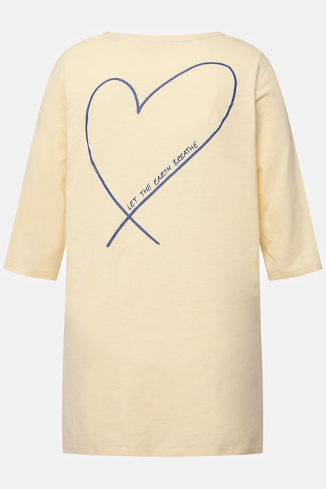 Shirt, Herz, Zipfelsaum, Rundhals, 3/4-Arm, Biobaumwolle
