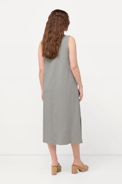 Jersey-Midikleid, V-Ausschnitt, ärmellos, Biobaumwolle