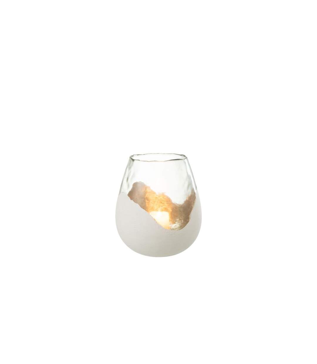 Paris Prix - Photophore Déco En Verre wavy 24cm Blanc