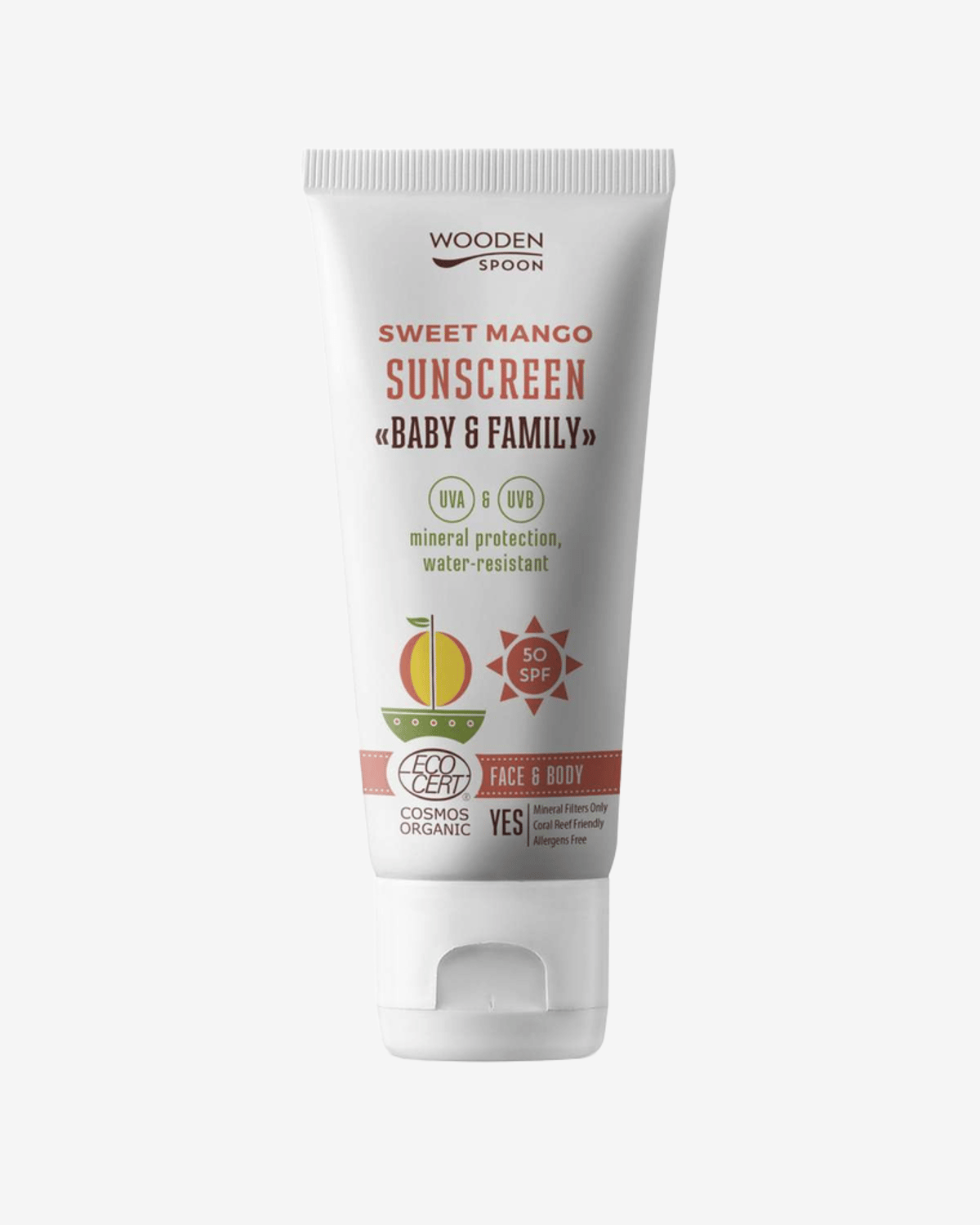 Solkrem Baby & Family SPF50 – Mineral, 100% Naturlig – Trygg for Nyfødt | Sweet Mango, 100 ml