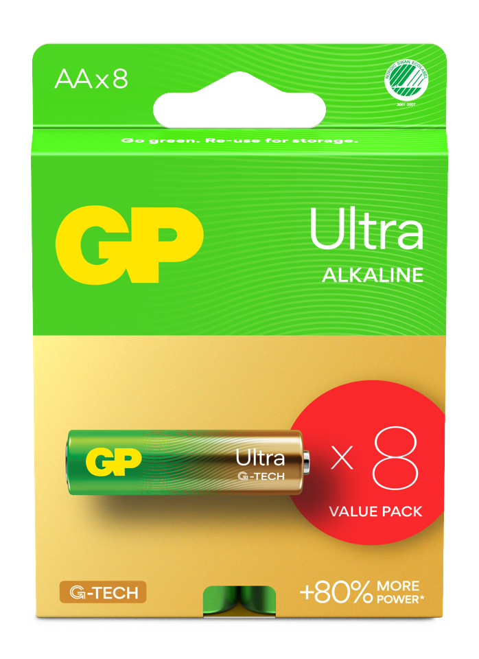GP - Ultra Alkaline Batteri, Str AA, 15AU/LR6, 1.5V, 8-pak