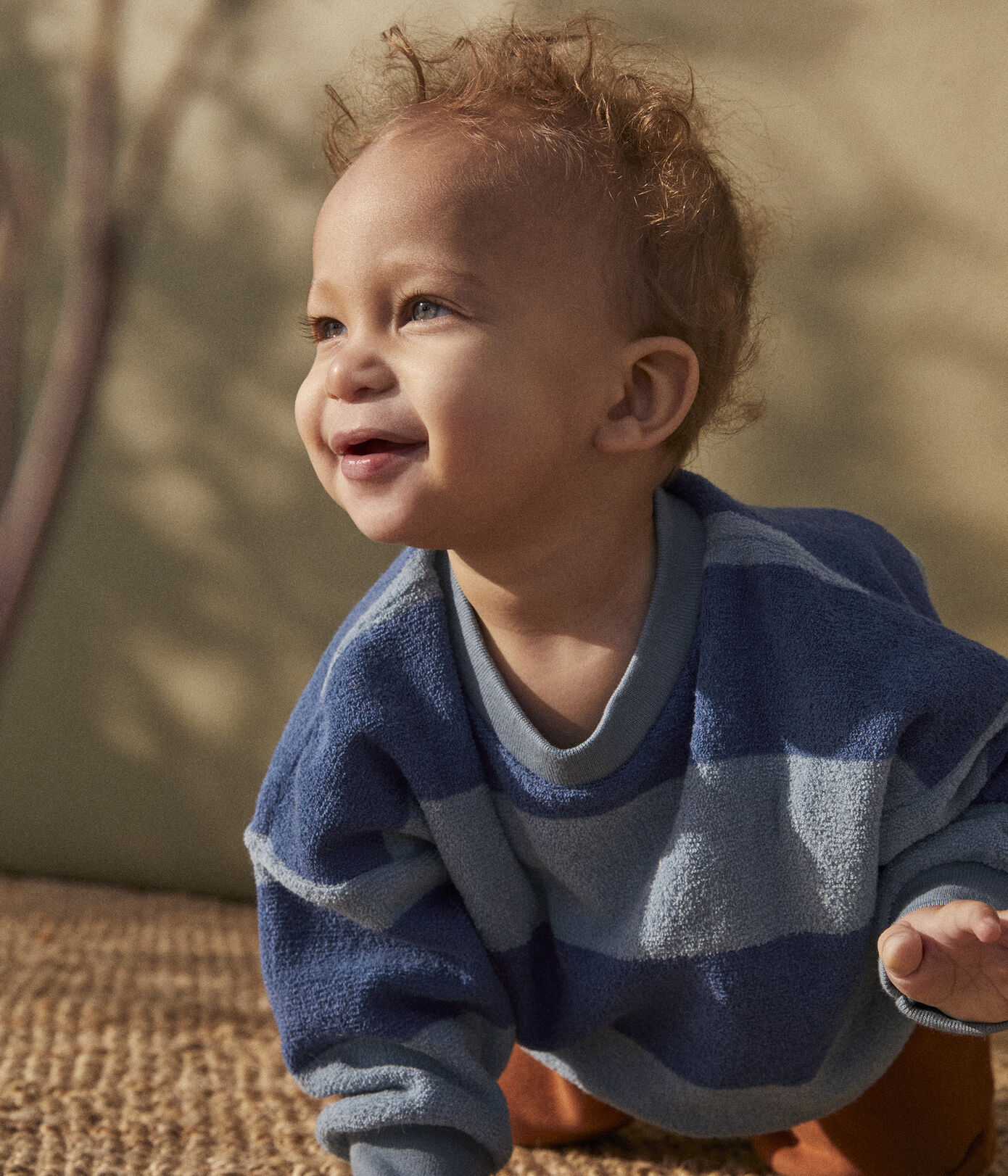 Sweatshirt à rayure bébé en bouclette éponge