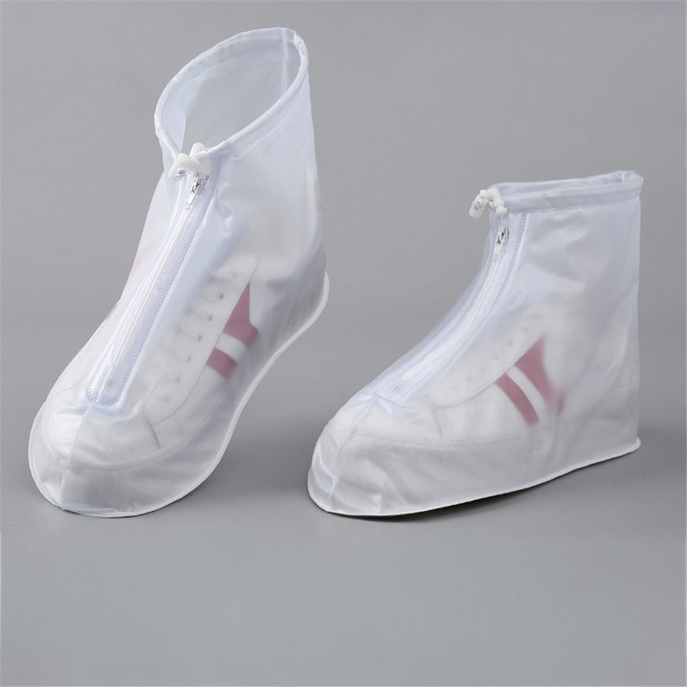 (1 Paar) Gr. 36-37 Wiederverwendbare Schuhabdeckung Outdoor Schuhüberzug Wasserabweisend mit Reissverschluss - Transparent