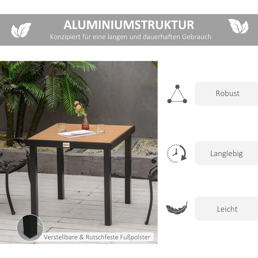 Outsunny Gartentisch mit Aluminium-Rohre natur, schwarz