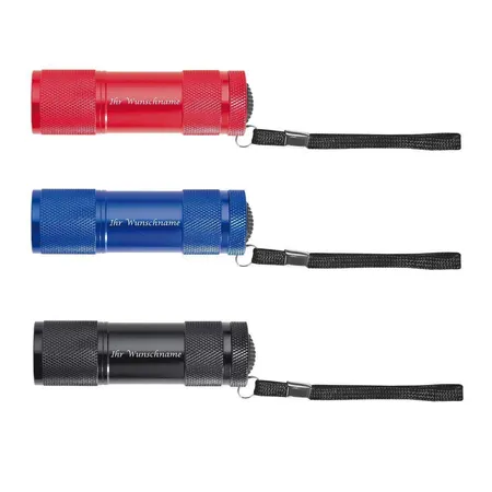 Macma 3x LED Taschenlampe / mit 9 LED / aus Aluminium / Farbe: je 1x schwarz, blau,rot