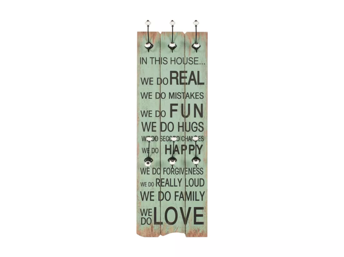Porte-manteau mural avec 6 crochets 120 x 40 cm HAPPY LOVE