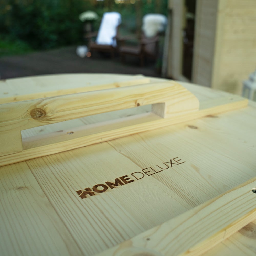 Home Deluxe - Cold Tub ARUM ⌀ 72 cm, buitenhoogte 100 cm, Noords sparrenhout, incl. afdekking en treden | Badton, hottub, ijskuip