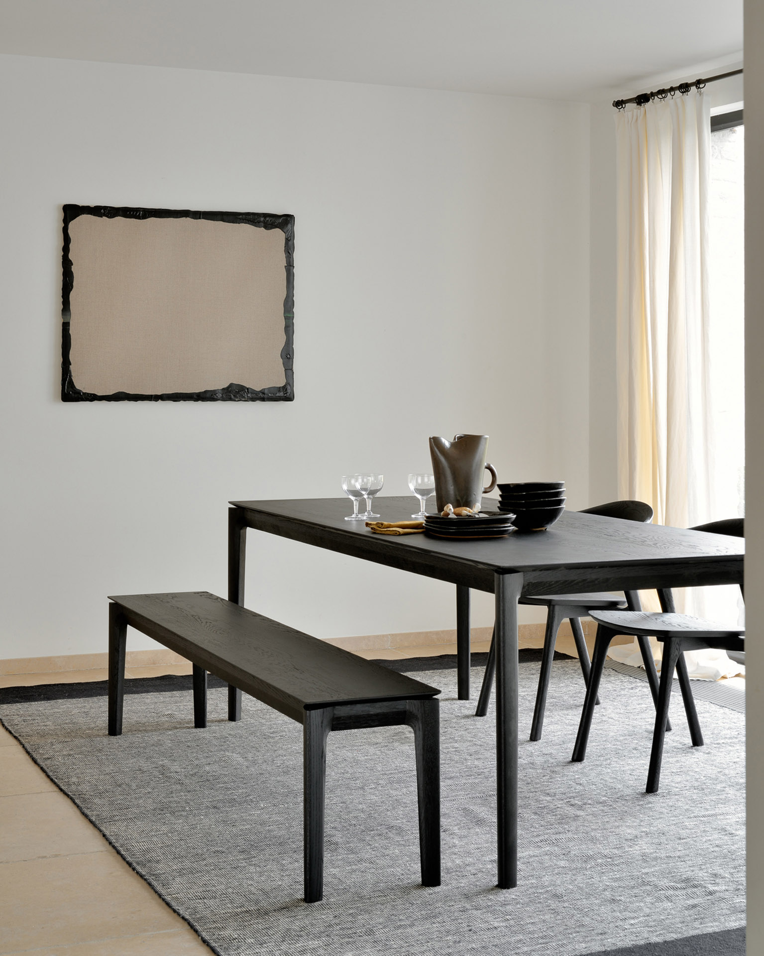 Bok bank - eiken zwart - 126cm