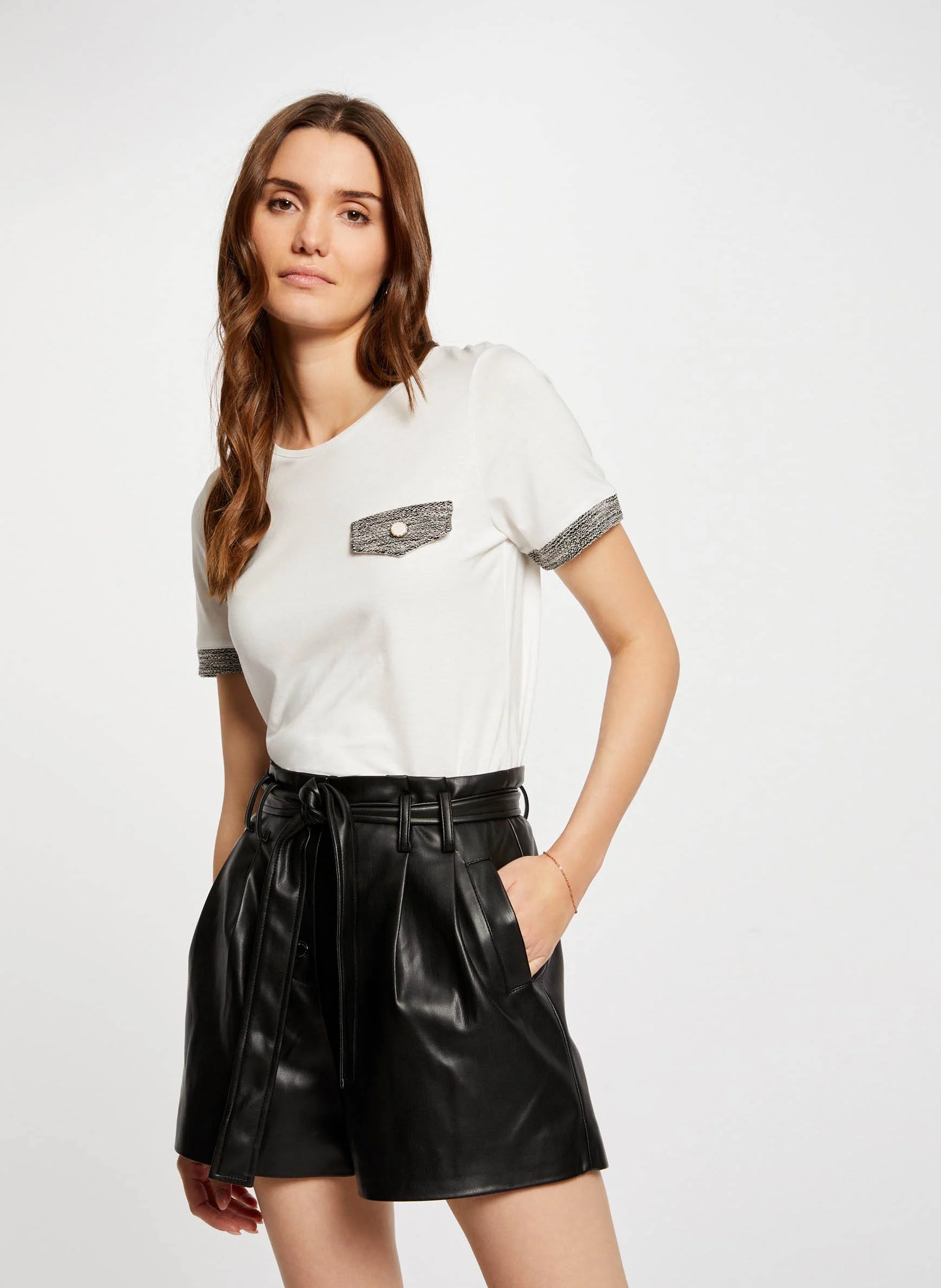 SHOFIC - Short paperbag ceinturé | Noir