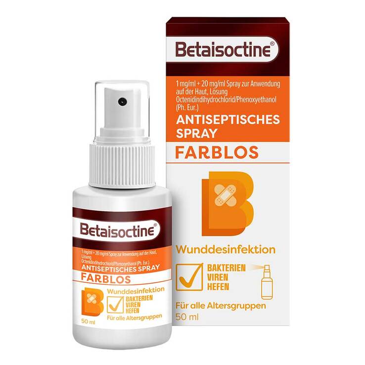 Betaisoctine 1 mg / ml + 20 mg / ml Spray z.Anw.a.d.H., 50 ml