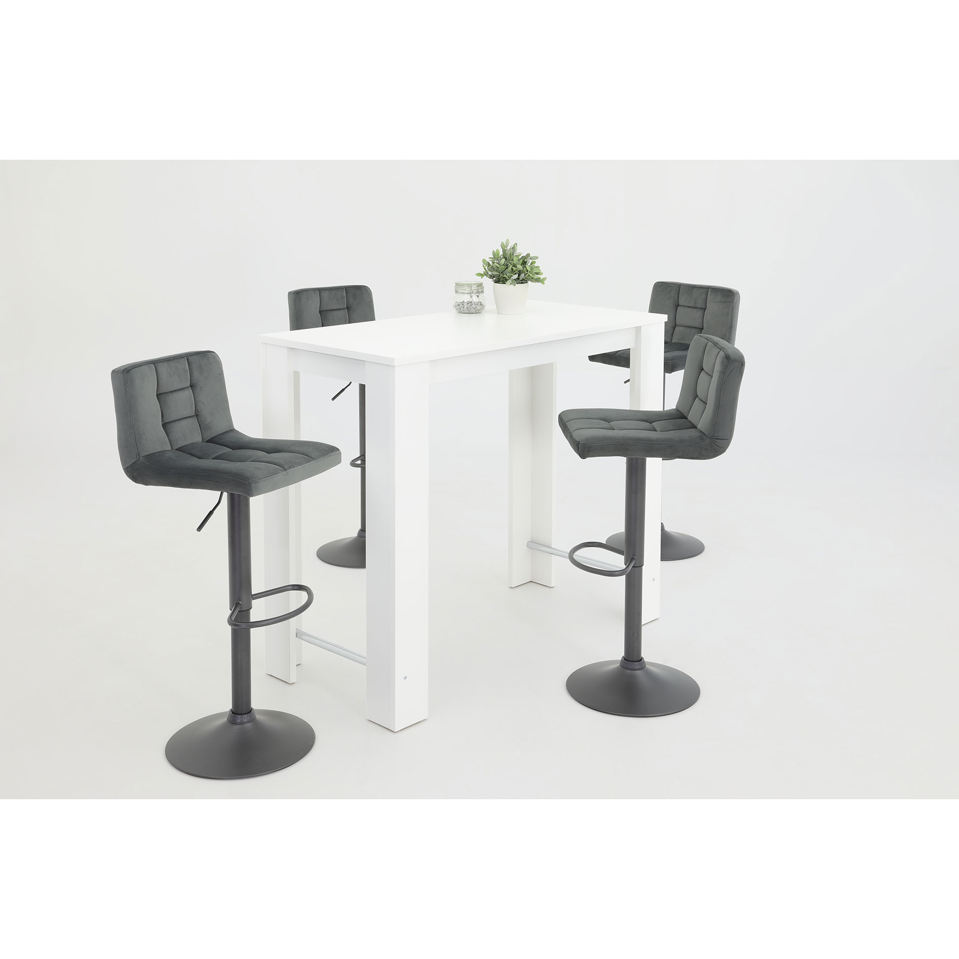 Barhocker - grau - Samtvelours