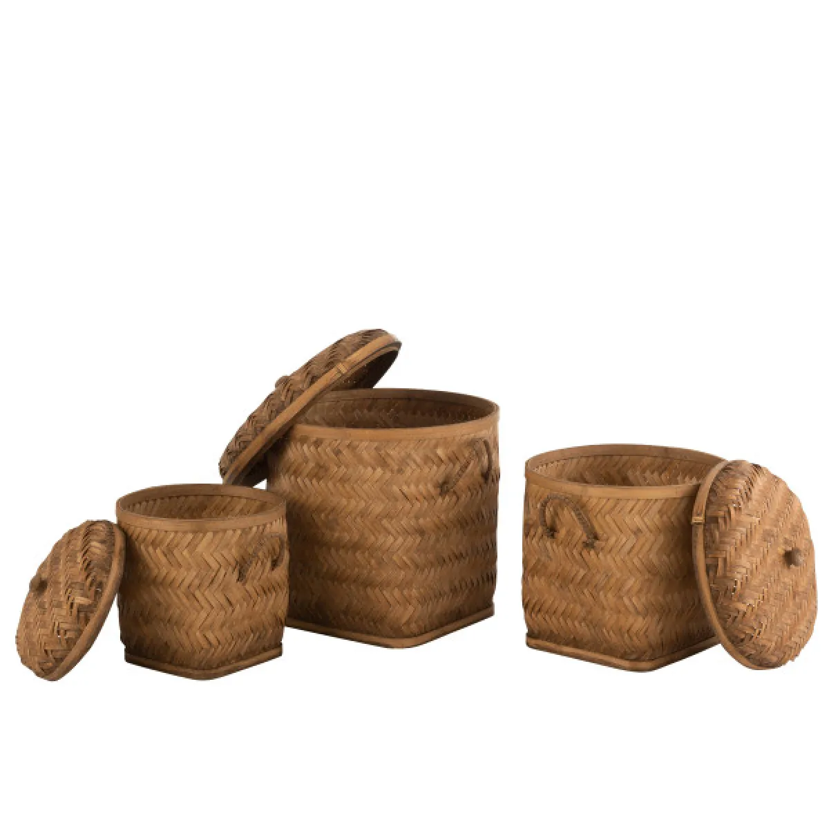 Dansmamaison Paniers de Rangement Bambou Naturel (Lot de 3)