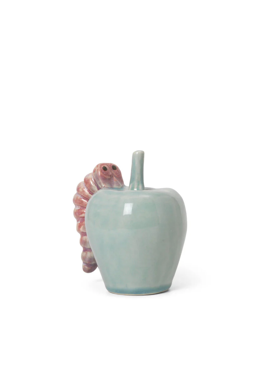 Kähler  Poppery æble med larve - mint/pink