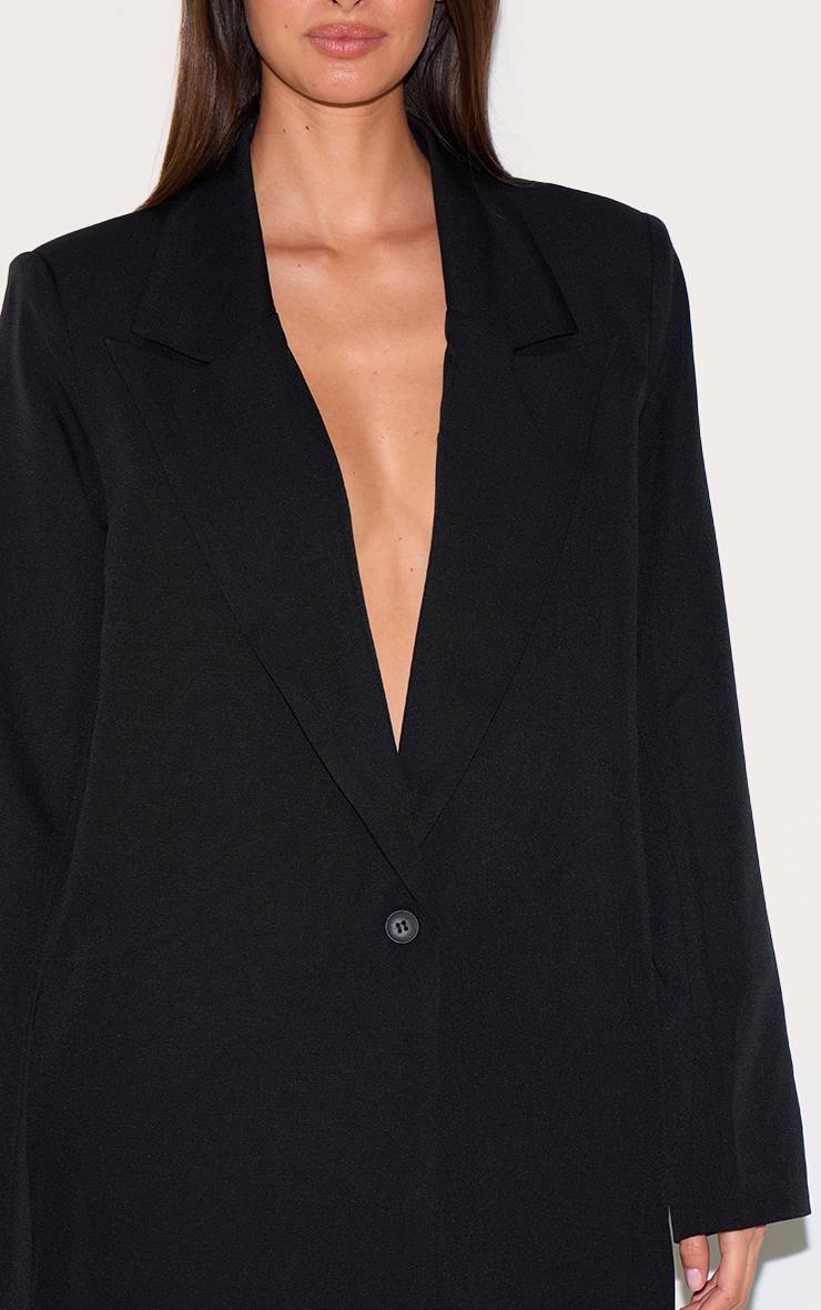 Noir Blazer Ample Drapé Avec Détails De Boutons