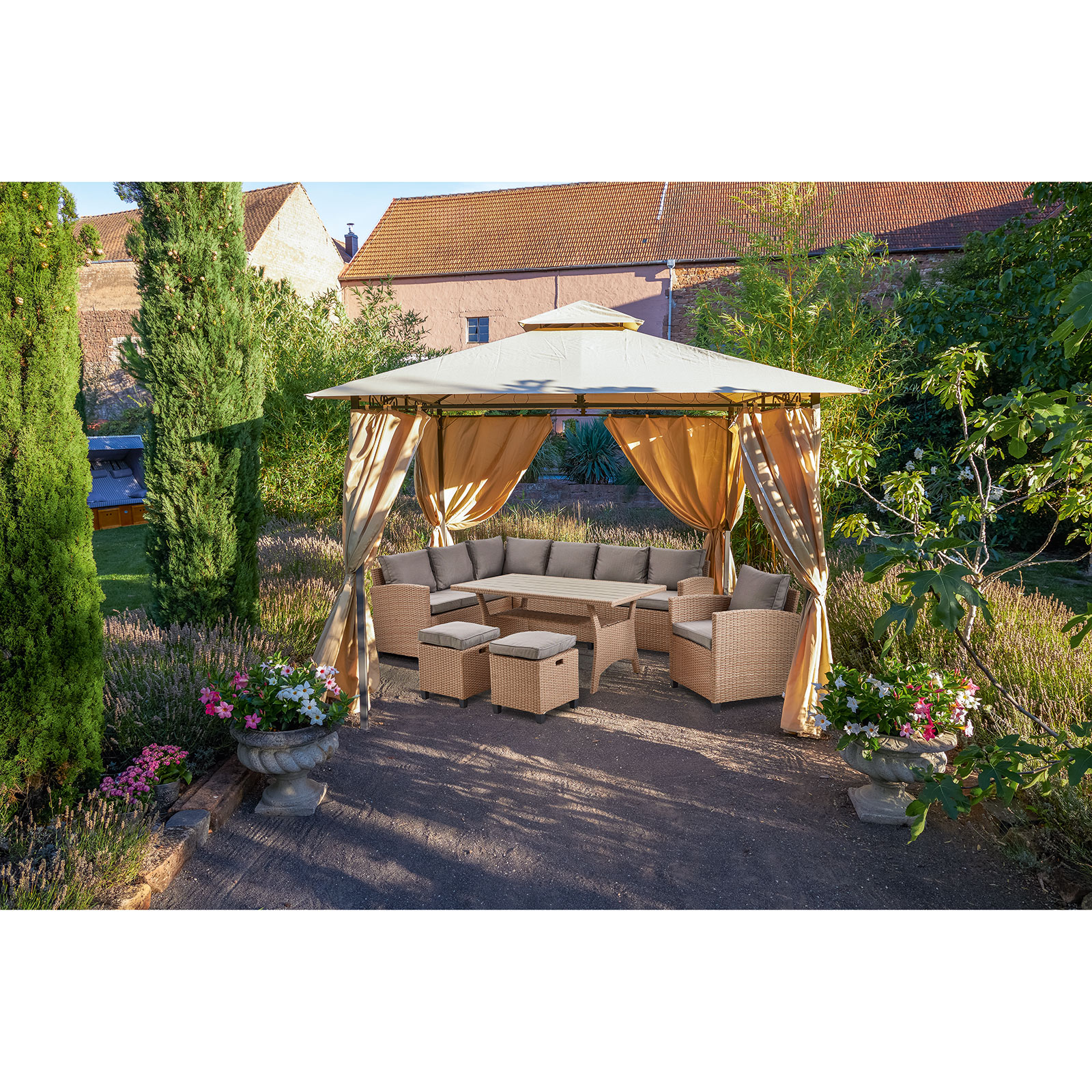 5-teilige Loungegarnitur - braun - Polyrattan