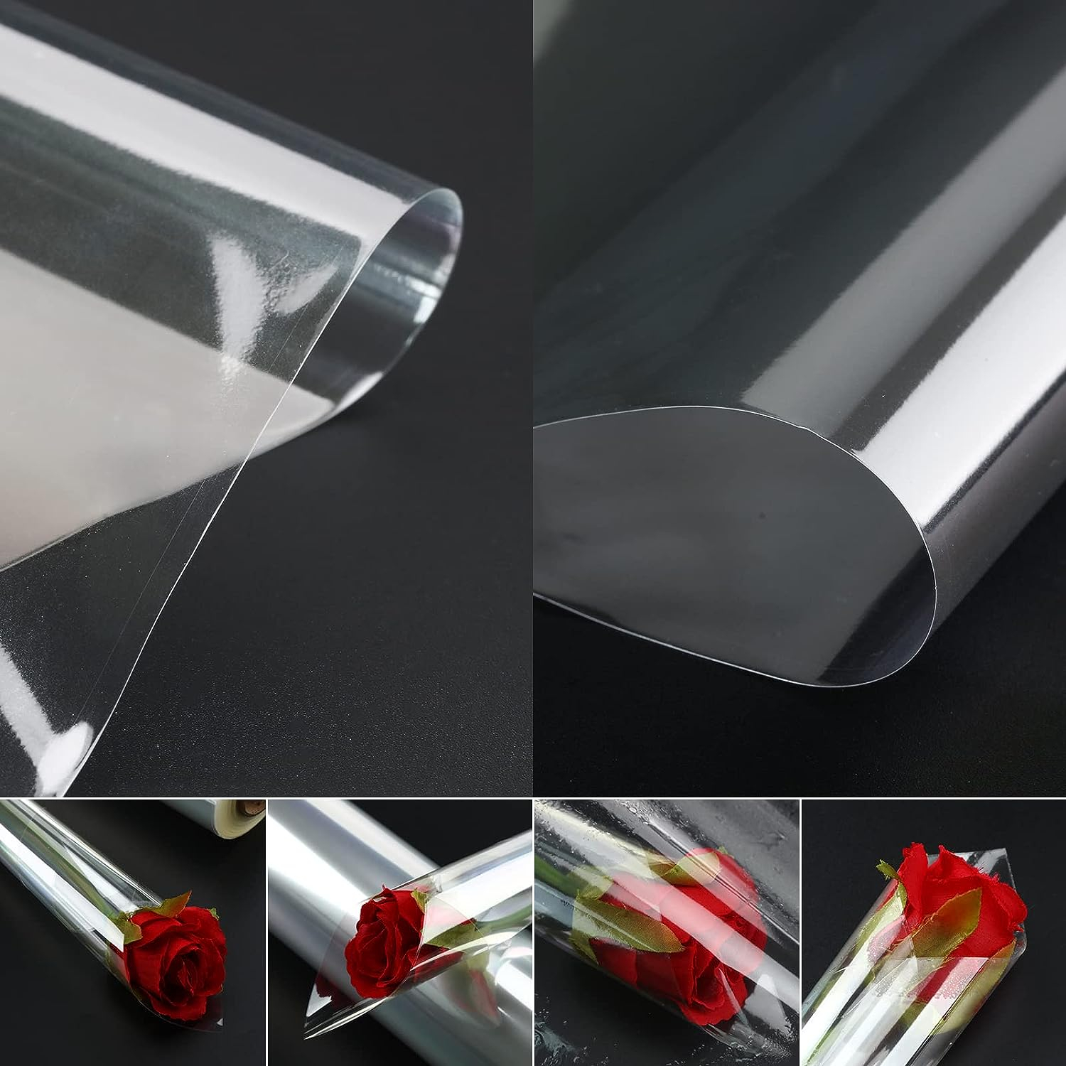 (54cmx50m) Cellophan Geschenk Folie Blumen Schmuckfolie Wrap Klarsichtfolie - Transparent