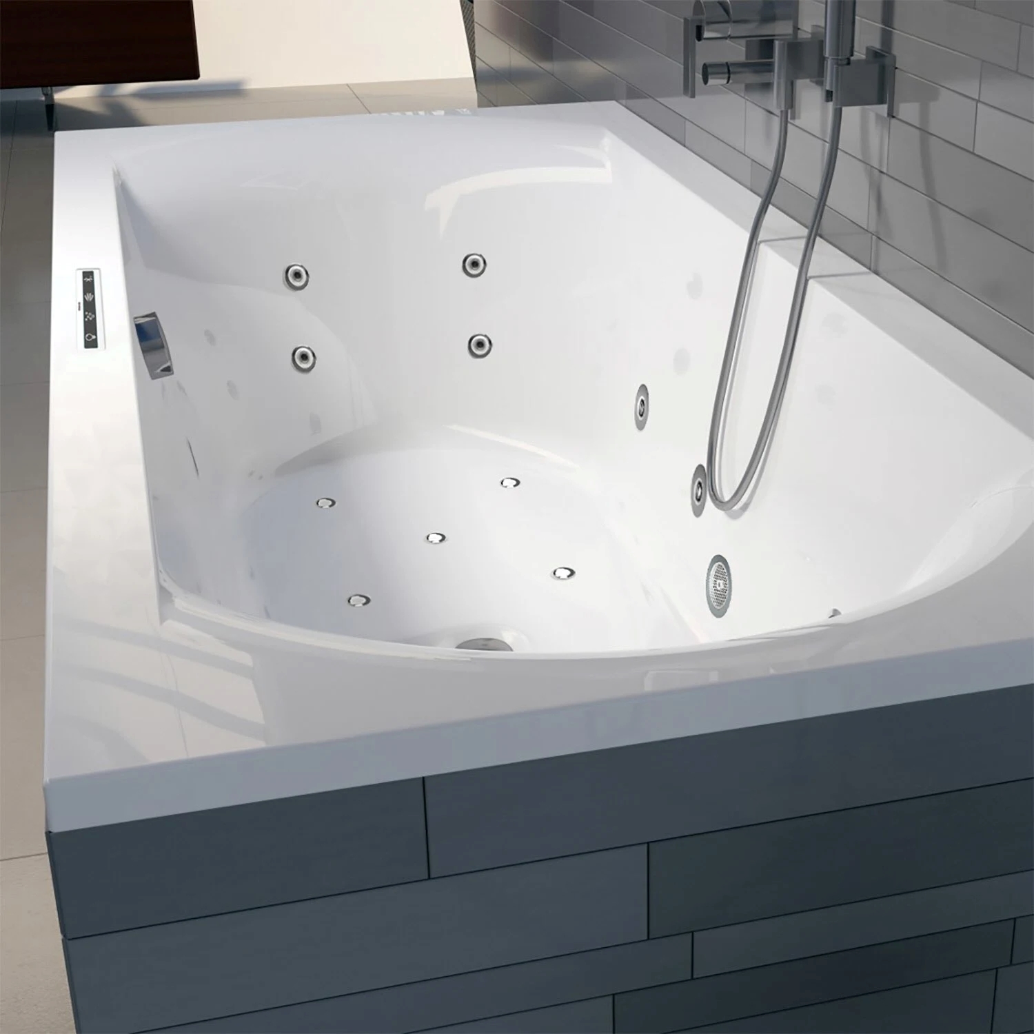 Riho Lima bubbelbad 190x90cm wit glans met touchbediening, 6   4   2 hydrojets en 10 aerojets