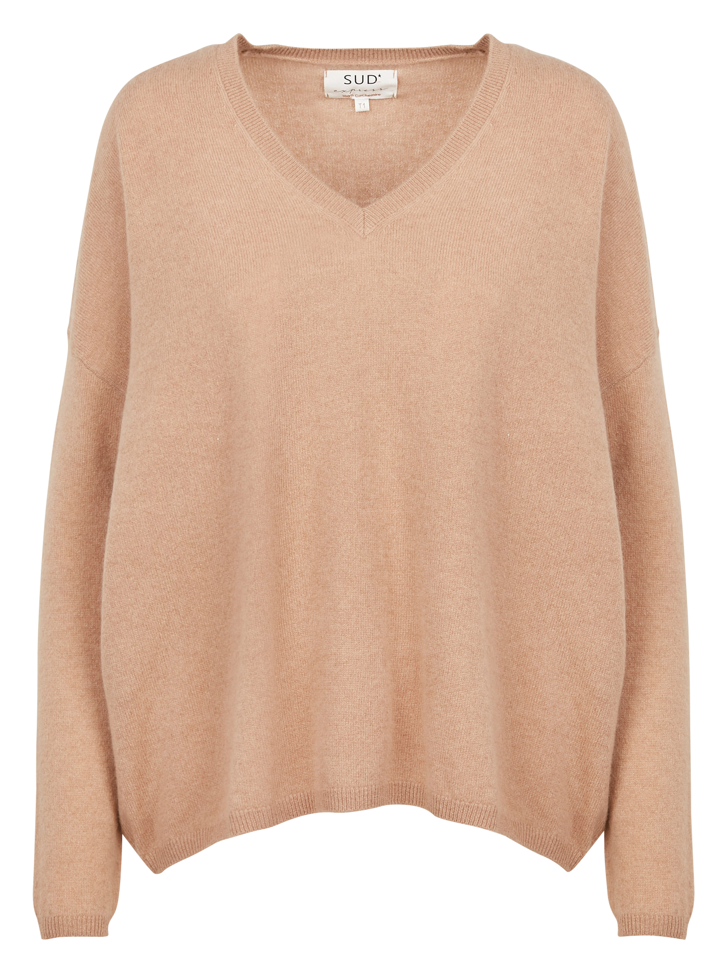 MONJOE - Pull col v en cachemire| Marron