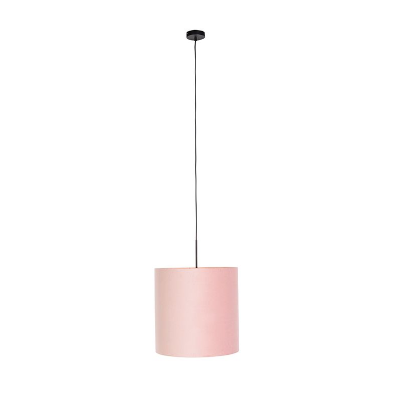Hanglamp met velours kap roze met goud 40 cm - Combi
