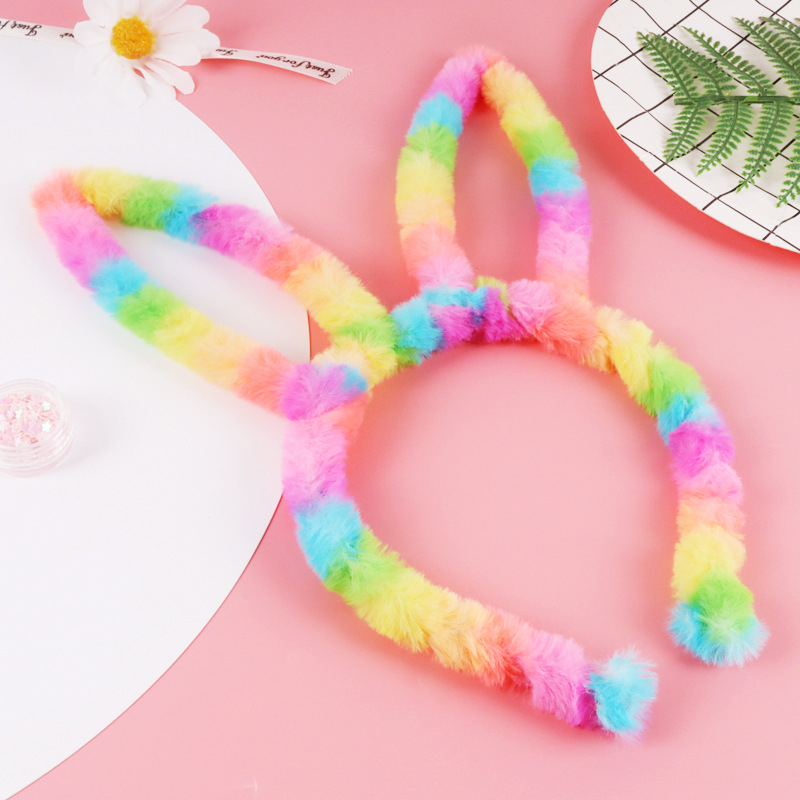 (9er Set) Plüsch Osterhasen Ohren Haarreif Fasnachts Kostüm Zubehör Motto Party Accessoire Bunny Foto Requisite - Assortiert