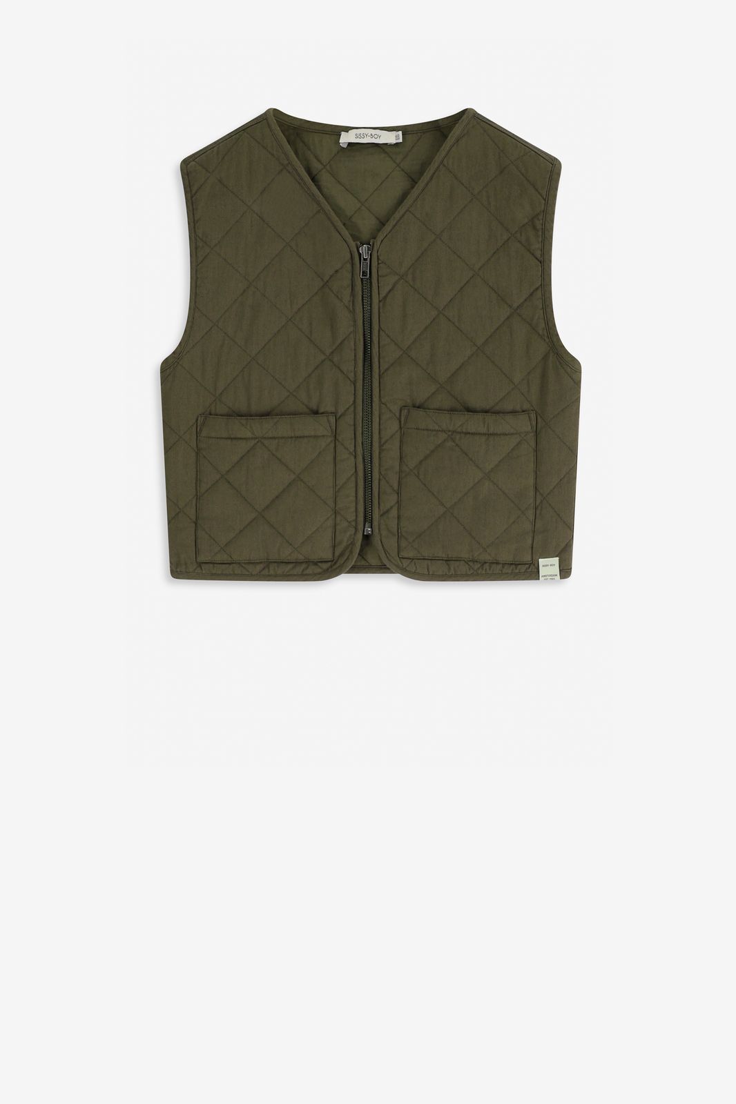 Donkergroen quilted gilet