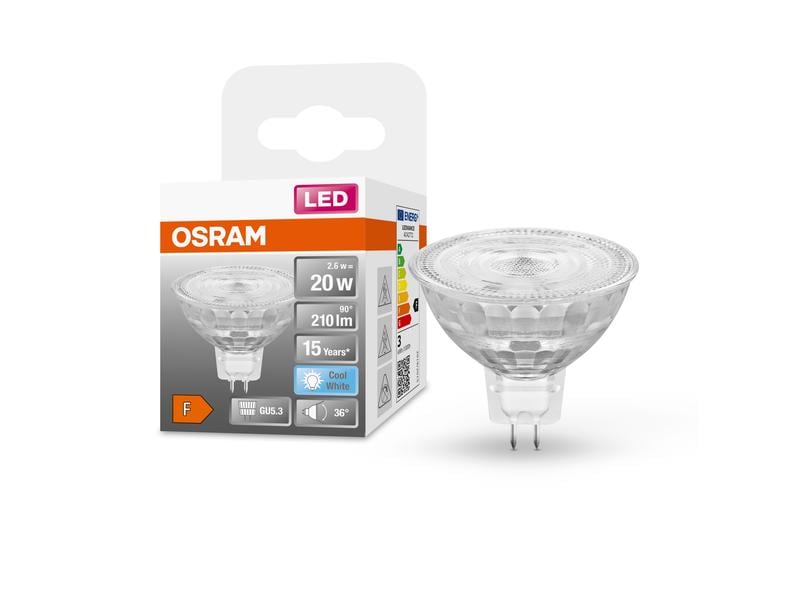 OSRAM Lampe Superstar Mr 16 20 36 °, 2.6W, GU5.3, Neutralwe Niedervolt-LED-Reflektorlampen MR16 mit Retrofit-Stecksockel
