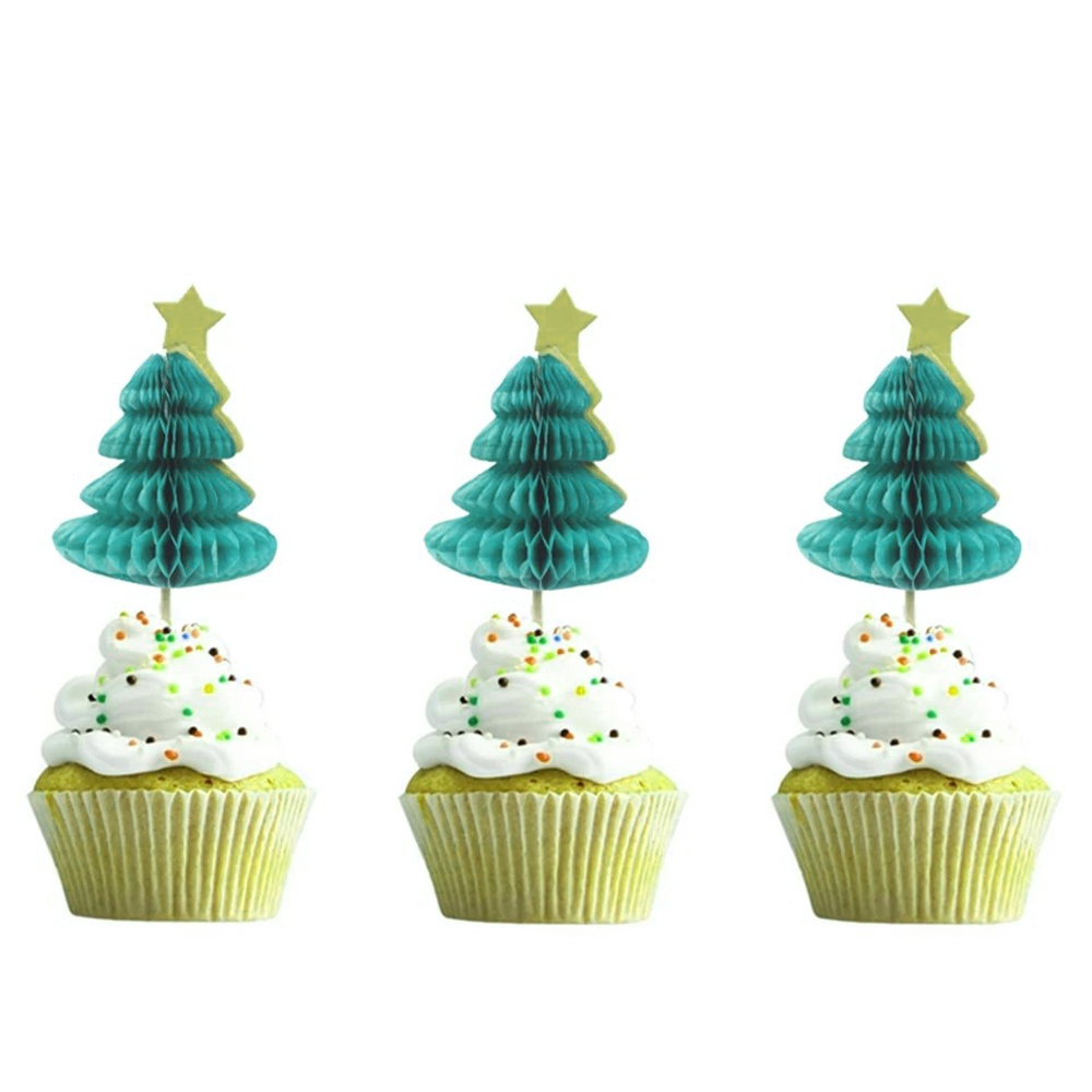 (50er Set) Cocktail Sticks Pompon Fingerfood Party Spiesse Deko Zahnstocher für Weihnachten / Winter - Tannenbaum