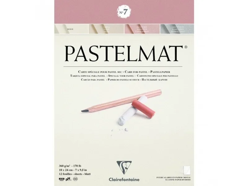 Clairefontaine PASTELMAT paper nr. 7 - 18x24 cm - 12 ark 4 farver
