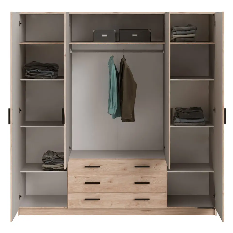 Kledingkast Sprint 4-deurs - eikenkleur - 200x196x50 cm
