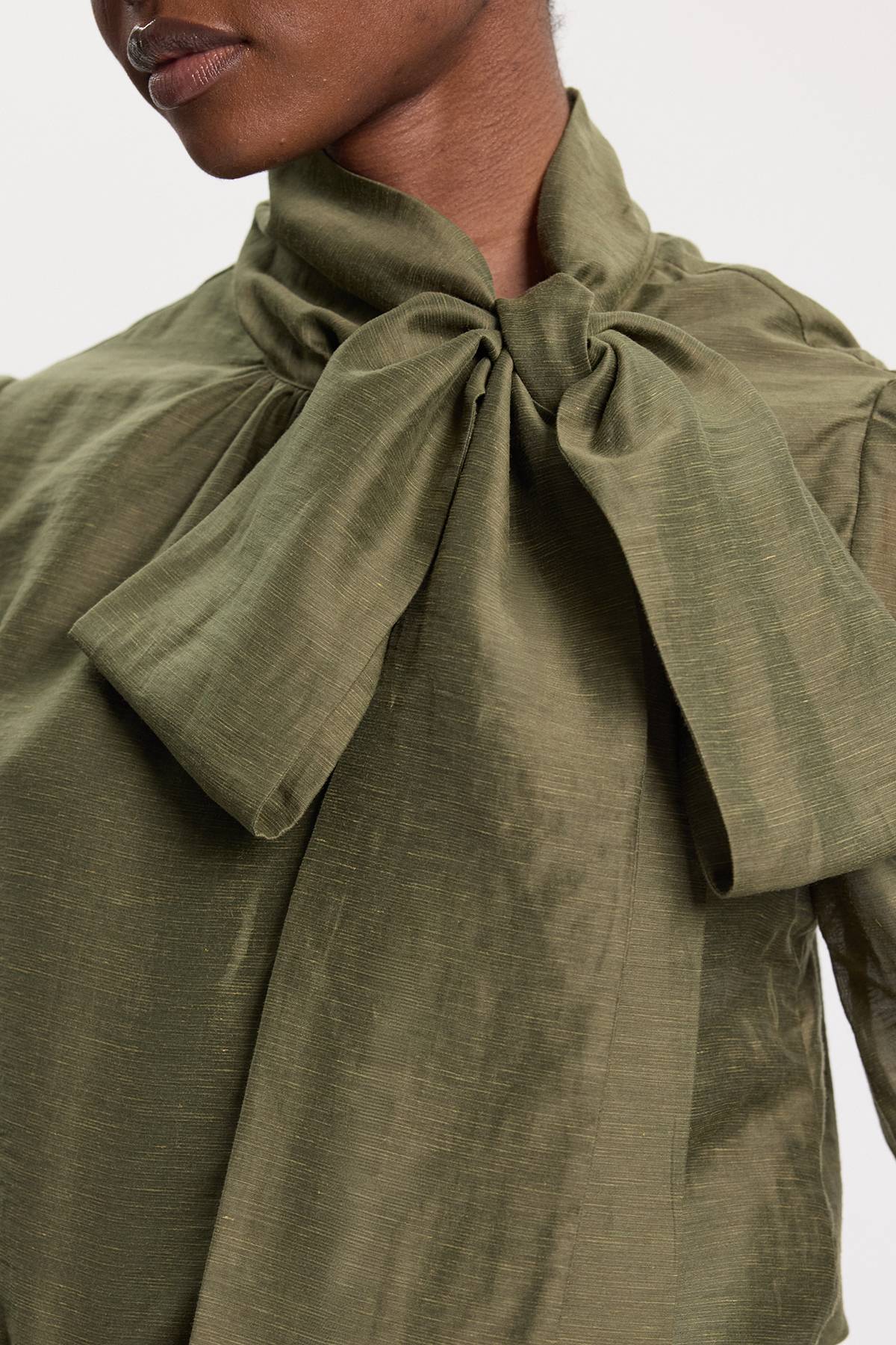 KarenMillen Chemisier En Organdi Tissé Avec Nœud Lavallière