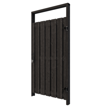 Tuinpoort pakket recht metalen frame grenen hout zwart 5,5 x 100 x 180 cm