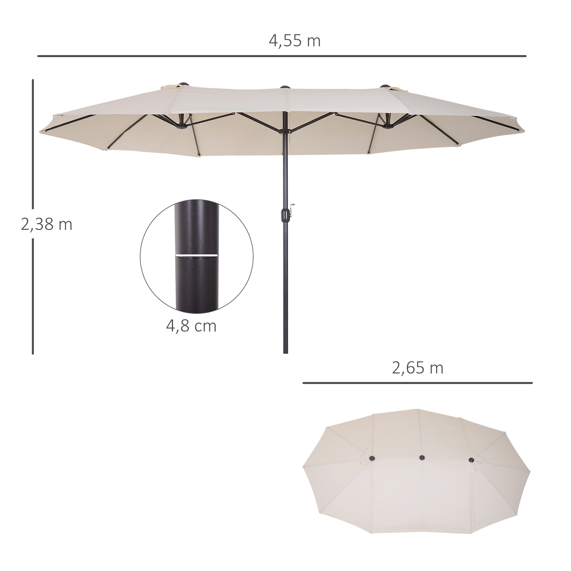 Guarda-sol duplo Outsunny para jardim