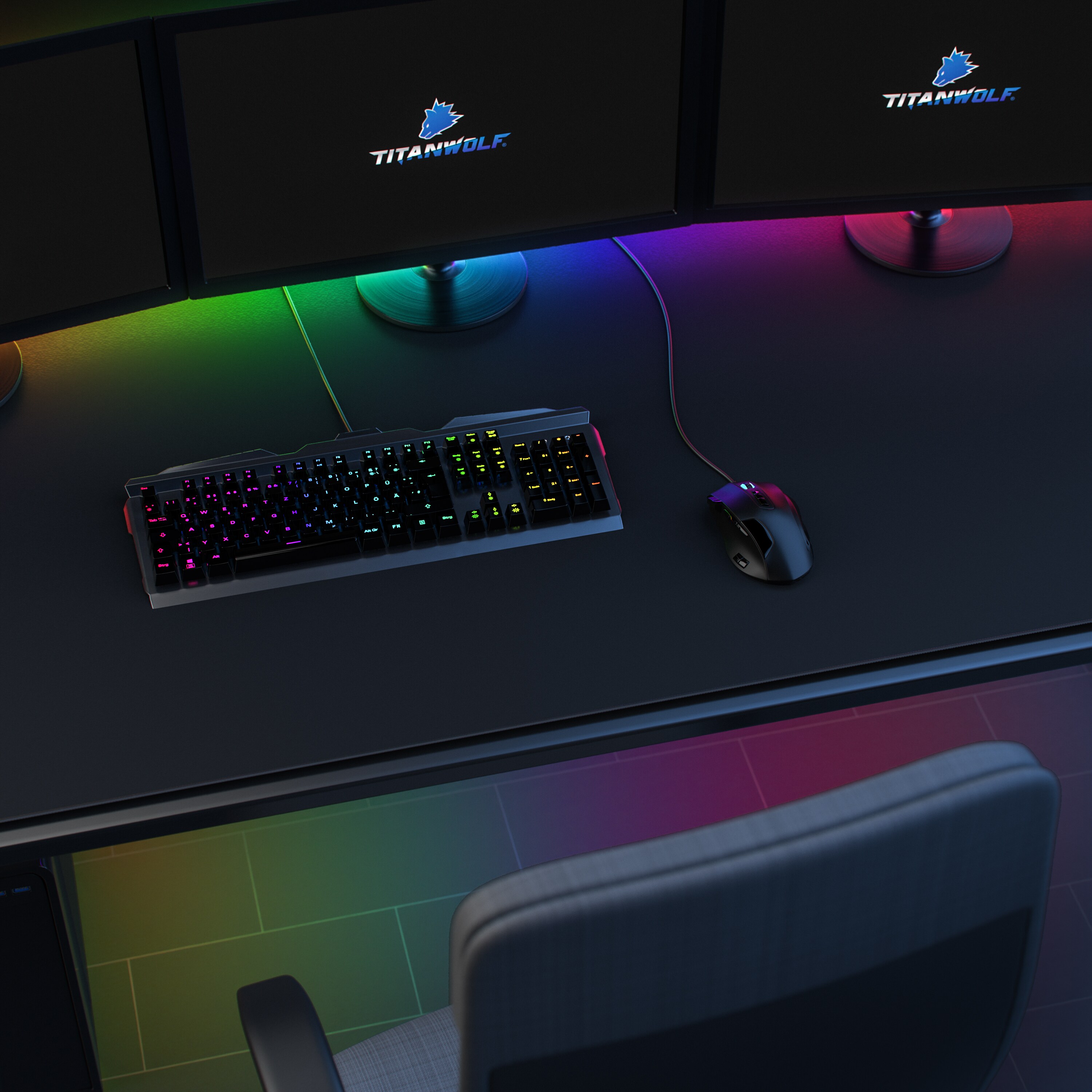 Titanwolf - XXXL Übergröße Mauspad 1200 x 800 mm - XXXL Großformat - Schreibtischunterlage - gummierte Rückseite - rutschfest und abwaschbar - Gaming