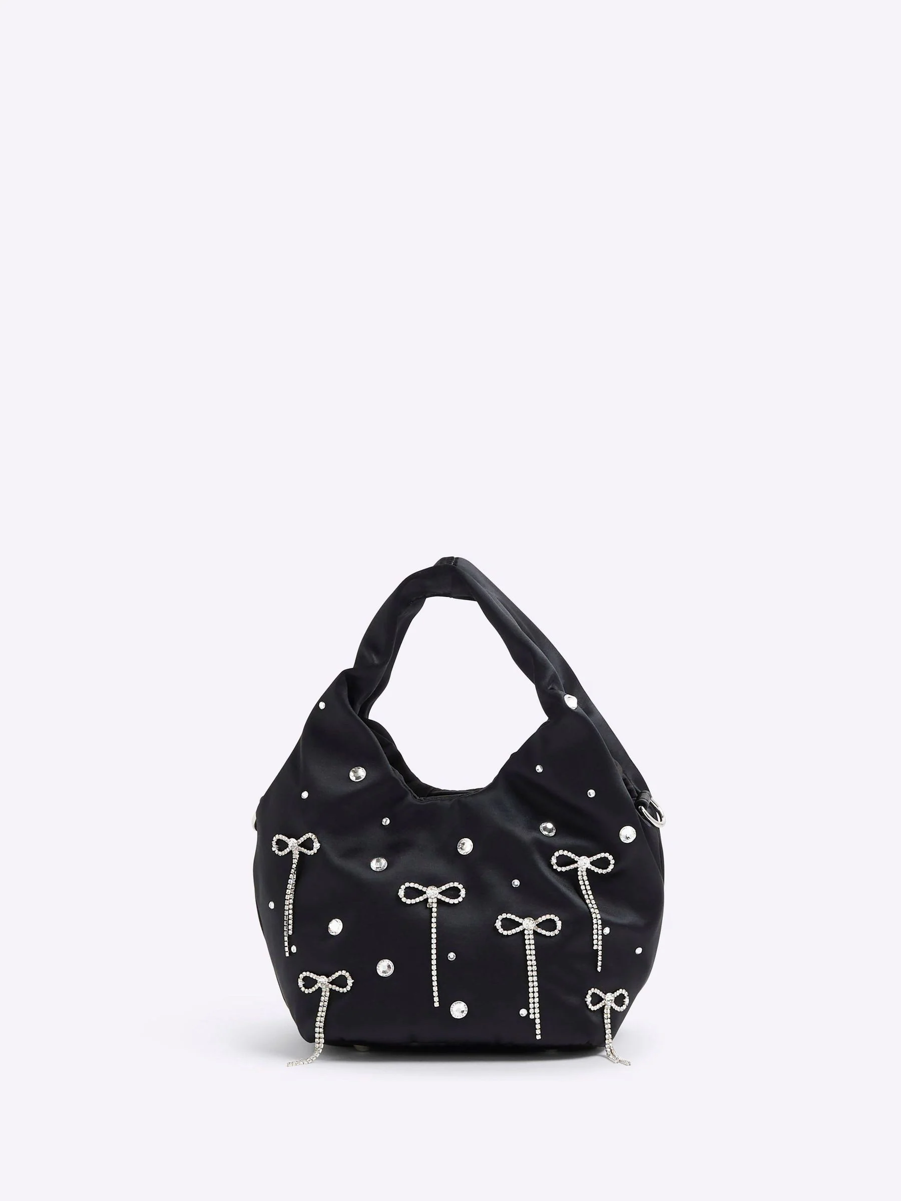 River Island Satin Diamante Bow Grab Bag