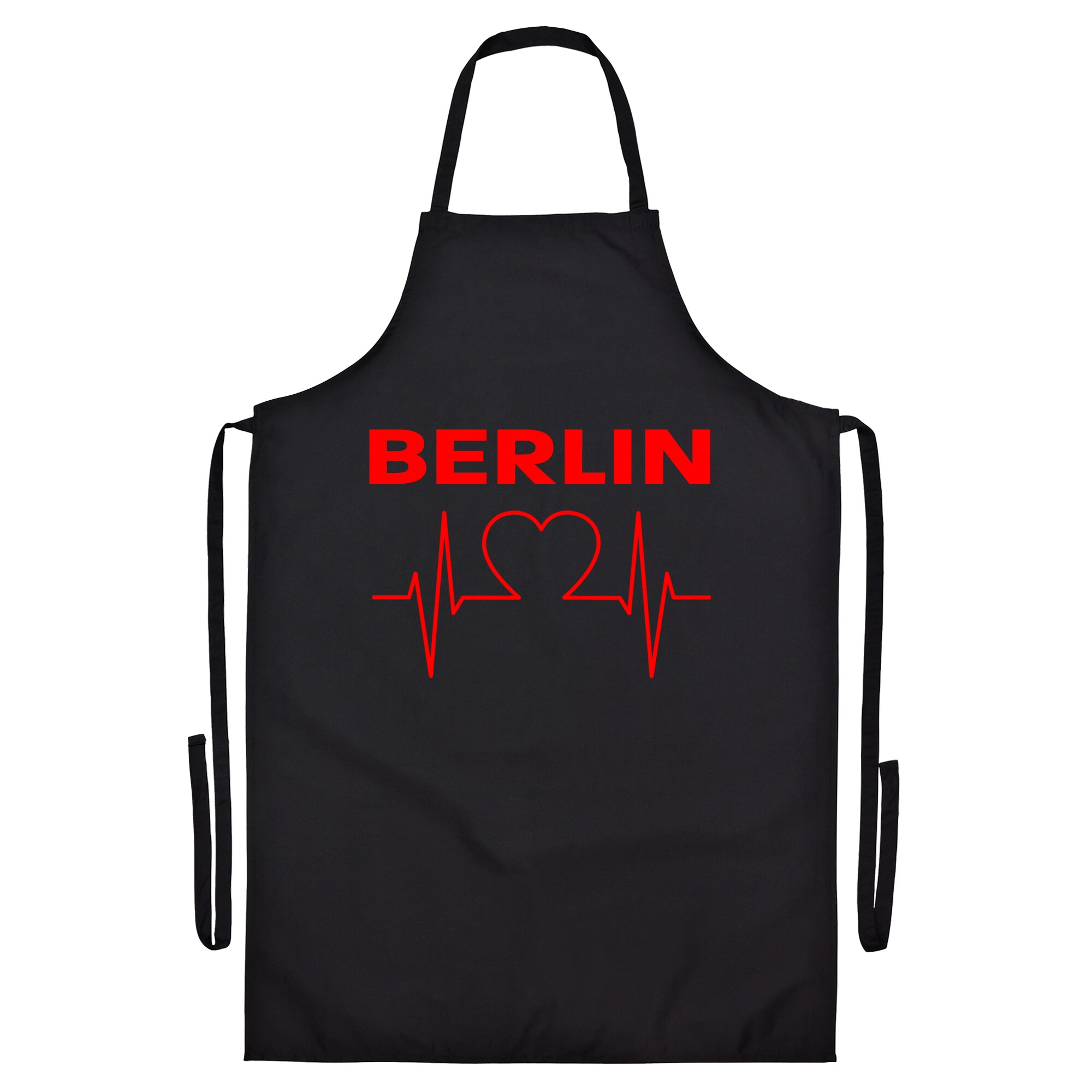 multifanshop® Grillschürze - Berlin rot - Herzschlag - Druck rot