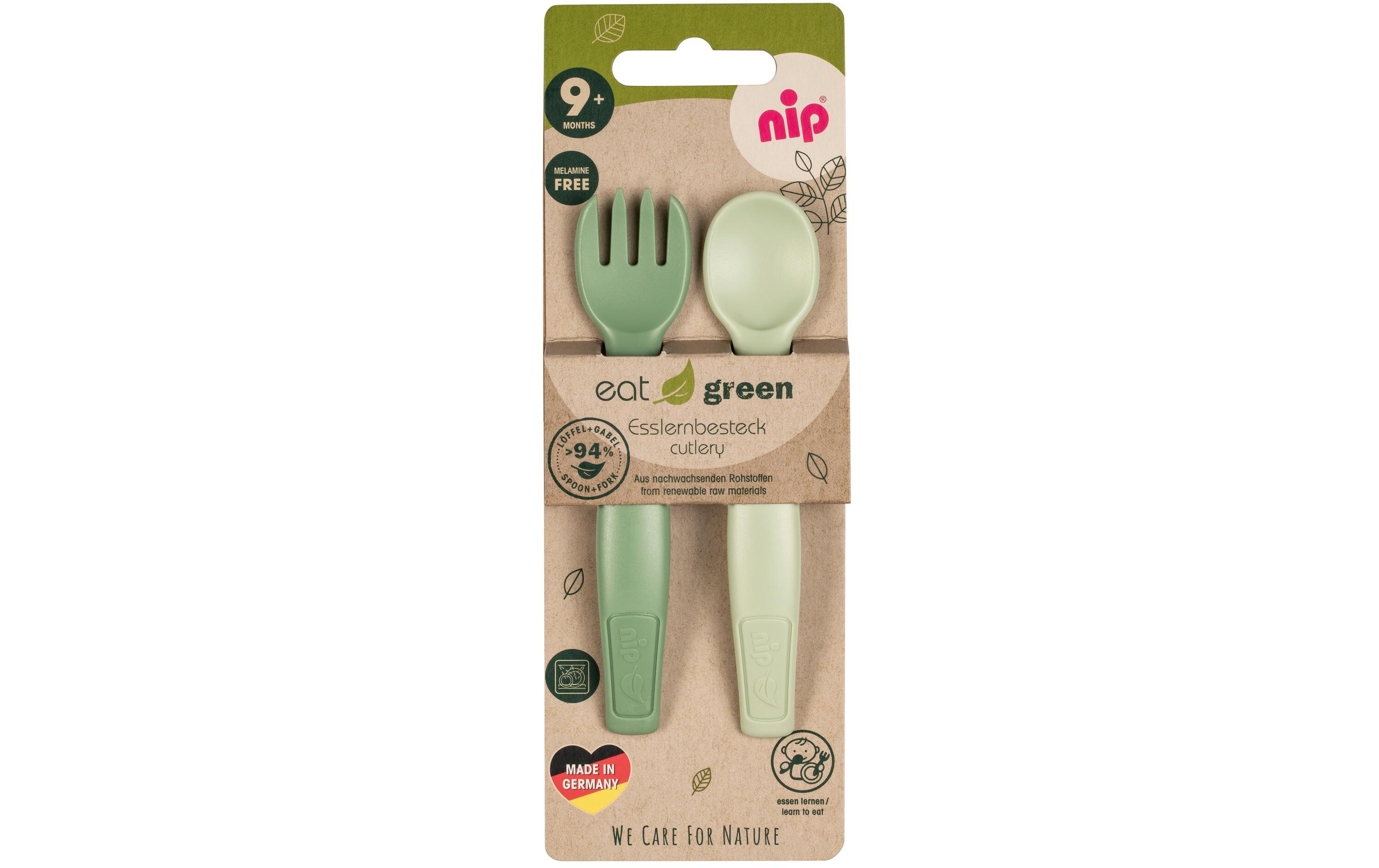 Esslernbesteck-Set eat green 2-teiligBruchsicheres Design für die ersten Essensversuche Ihres Babys