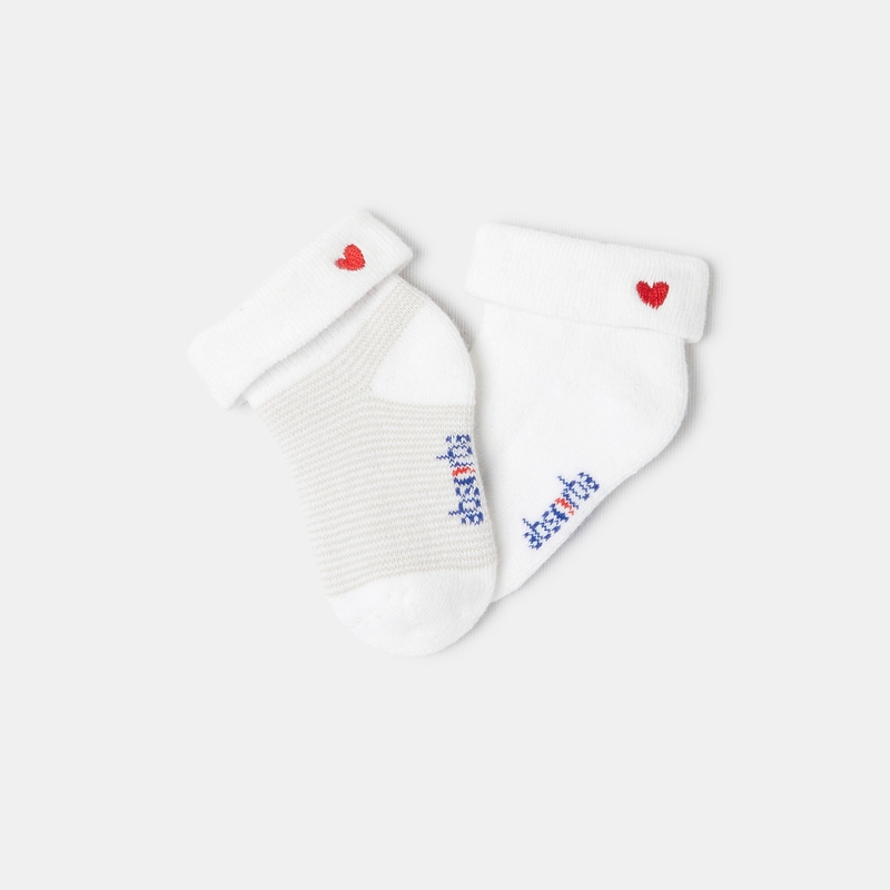 Lot de 2 paires de chaussettes en molleton beige naissance Absorba