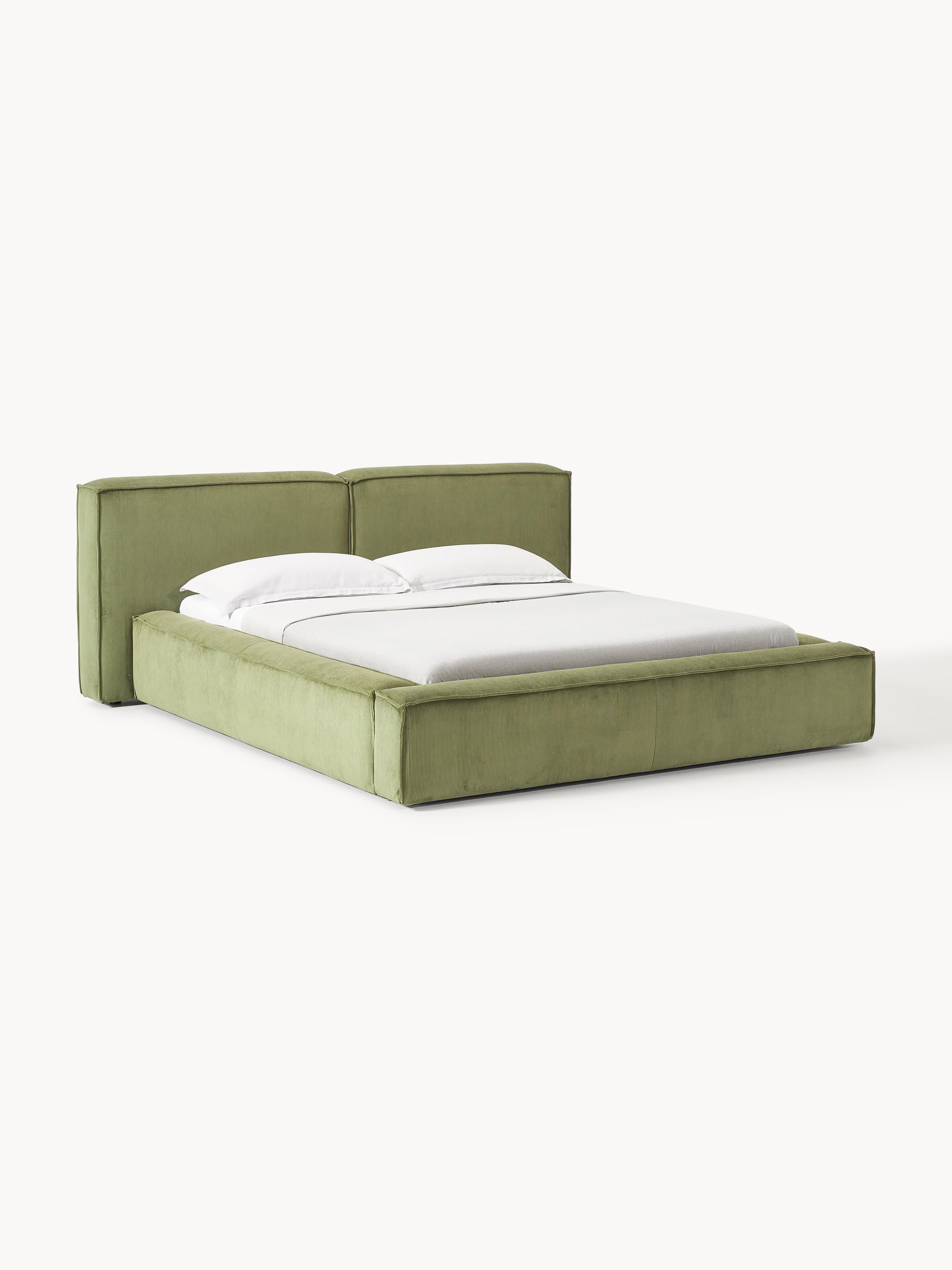 Gestoffeerd bed Lennon van corduroy met opbergruimte