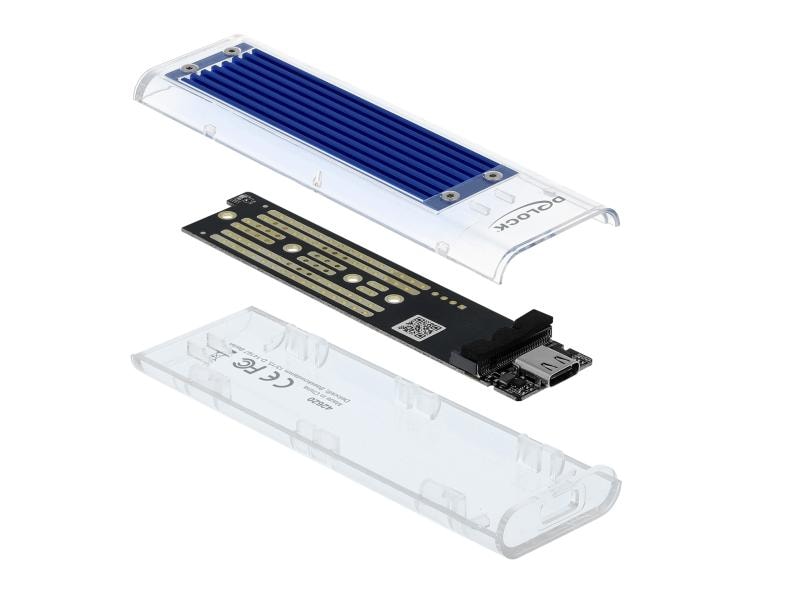 Delock Externes Gehäuse USB3.1 Typ-C – NVME SSD M.2, Transp Delock Externes Gehäuse für M.2 NVMe PCIe SSD mit USB Type-C Buchse transparent
